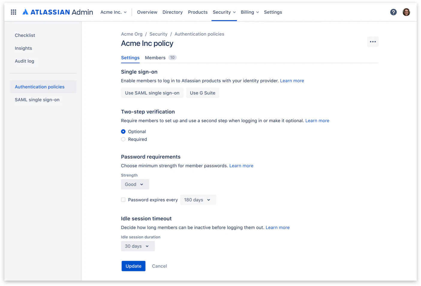 screenshot of Atlassian Access